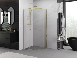 Mexen Exo semicircular sliding shower cabin 80 x 80 cm, transparent, gold - 8132-080-080-50-00