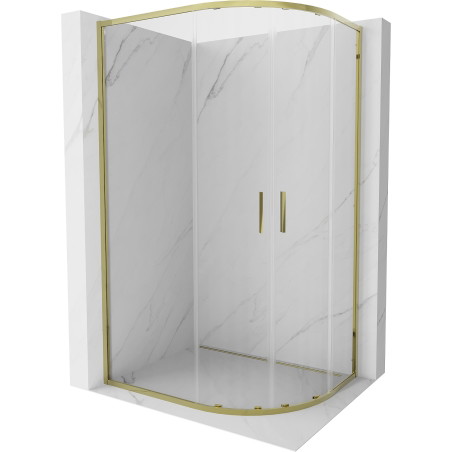 Mexen Exo-S Duo semi-circular sliding shower cabin 90 x 80 cm, transparent, gold - 8132-090-080-50-00