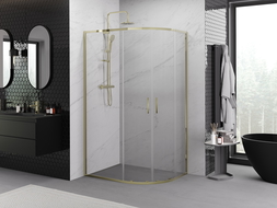 Mexen Exo semicircular sliding shower cabin 90 x 80 cm, transparent, gold - 8132-090-080-50-00
