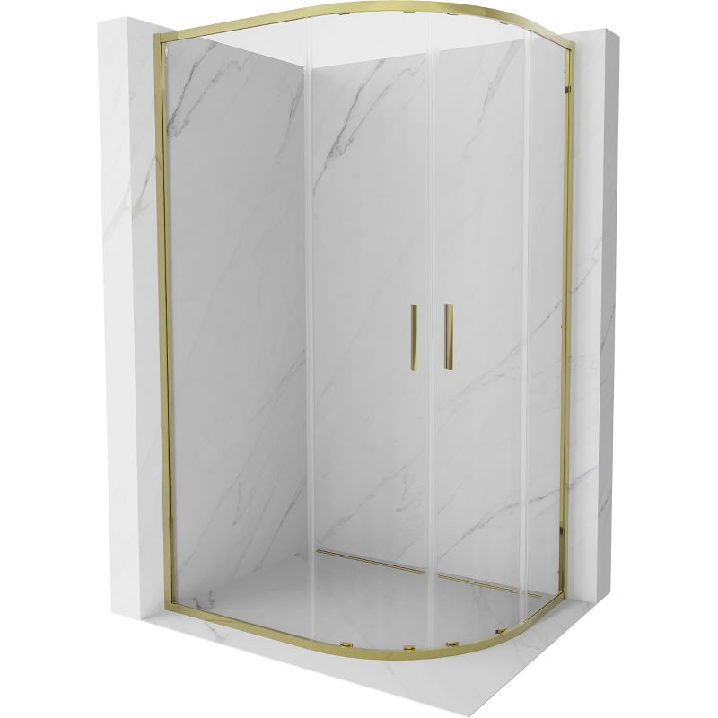 Mexen Exo semicircular sliding shower cabin 100 x 80 cm, clear, gold - 8132-100-080-50-00