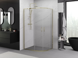 Mexen Exo-S Duo semi-circular sliding shower cabin 100 x 80 cm, transparent, gold - 8132-100-080-50-00