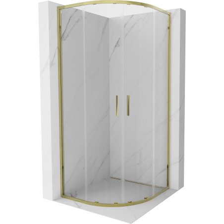 Mexen Exo-S Duo semi-circular sliding shower cabin 90 x 90 cm, transparent, gold - 8132-090-090-50-00