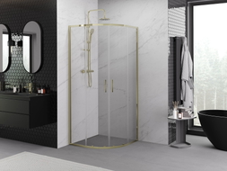 Mexen Exo-S Duo semi-circular sliding shower cabin 90 x 90 cm, transparent, gold - 8132-090-090-50-00