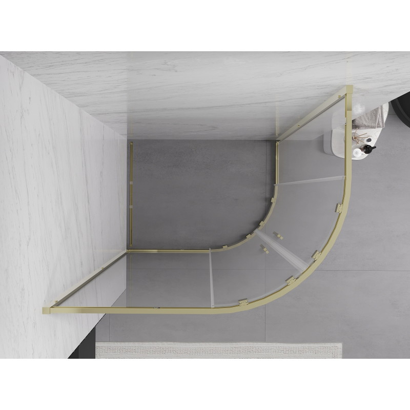 Mexen Exo-S Duo semi-circular sliding shower cabin 100 x 90 cm, transparent, gold - 8132-100-090-50-00
