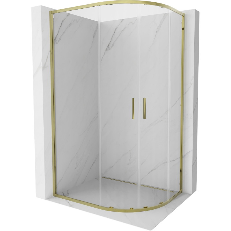 Mexen Exo-S Duo semi-circular sliding shower cabin 120 x 90 cm, transparent, gold - 8132-120-090-50-00
