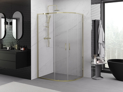 Mexen Exo Semi-Circular Sliding Shower Enclosure 120 x 90 cm, Transparent, Gold - 8132-120-090-50-00