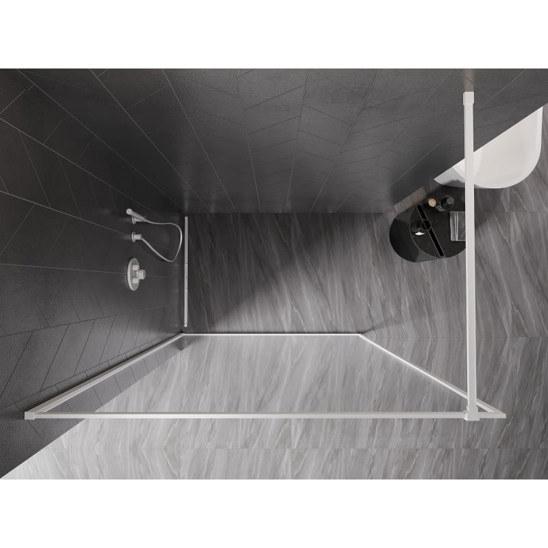 Mexen Kioto-F Walk-in Shower Screen with Frame 145 x 202 cm, Transparent 8 mm, White - 800-145-104-20-00