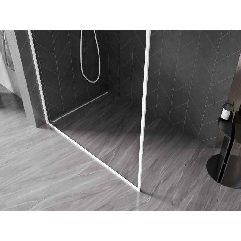 Mexen Kioto-F Walk-in Shower Wall with Frame 155 x 202 cm, Transparent 8 mm, White - 800-155-104-20-00