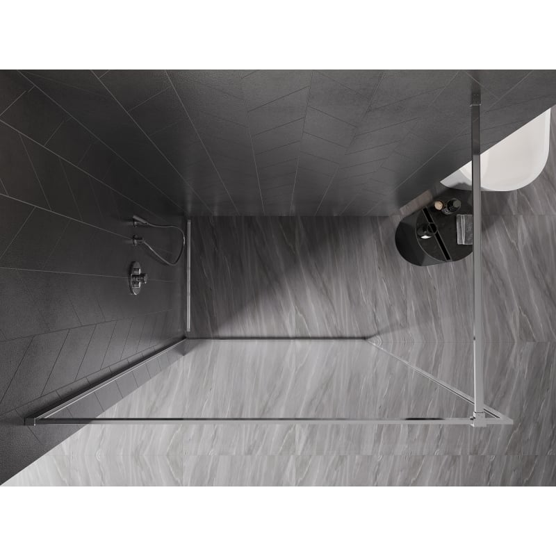 Mexen Kioto-F Walk-in Shower Wall with Frame 55 x 202 cm, 8 mm Transparent, Chrome - 800-055-104-01-00