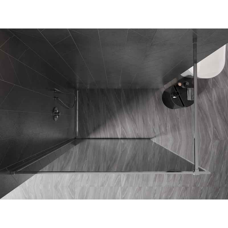 Mexen Kioto-F Walk-in Shower Wall with Frame 120 x 202 cm, Graphite 8 mm, Chrome - 800-120-104-01-40