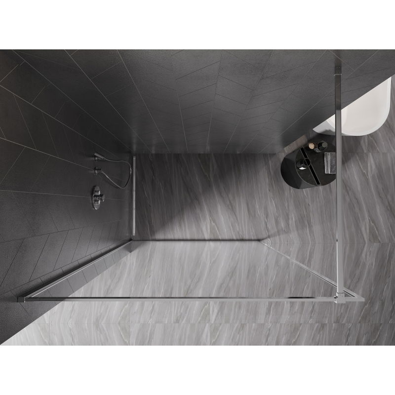 Mexen Kioto-F Walk-in Shower Wall with Frame 180 x 202 cm, Transparent 8 mm, Chrome - 800-180-104-01-00