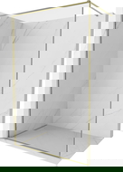 Mexen Kioto-F Walk-in Shower Wall with Frame 50 x 202 cm, Transparent 8 mm, Gold - 800-050-104-50-00