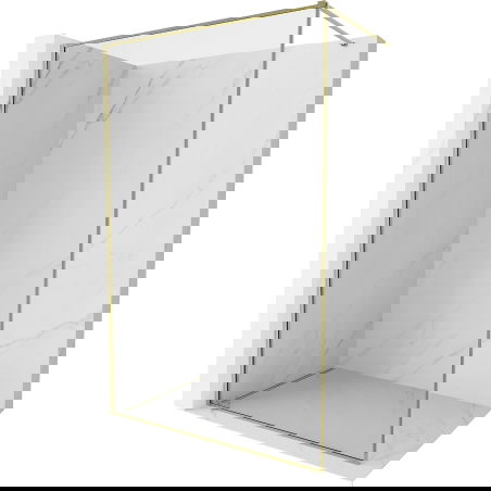 Mexen Kioto-F Walk-in Shower Wall with Frame 100 x 202 cm, Transparent 8 mm, Gold - 800-100-104-50-00