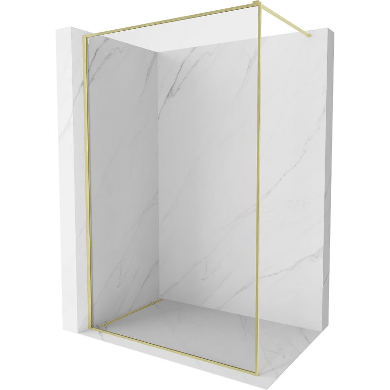 Mexen Kioto-F Walk-in Shower Screen with Frame 55 x 202 cm, Transparent 8 mm, Brushed Gold - 800-055-104-55-00