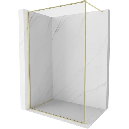 Mexen Kioto-F Walk-in Shower Wall with Frame 70 x 202 cm, Transparent 8 mm, Brushed Gold - 800-070-104-55-00