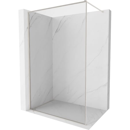 Mexen Kioto-F Walk-in Shower Wall with Frame 85 x 202 cm, Transparent 8 mm, Brushed Nickel - 800-085-104-97-00