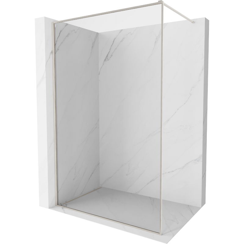 Mexen Kioto-F Walk-in Shower Screen with Frame 140 x 202 cm, Transparent 8 mm, Brushed Nickel - 800-140-104-97-00