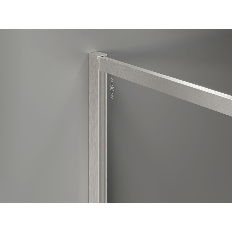 Mexen Kioto-F Walk-in Shower Screen with Frame 140 x 202 cm, Transparent 8 mm, Brushed Nickel - 800-140-104-97-00