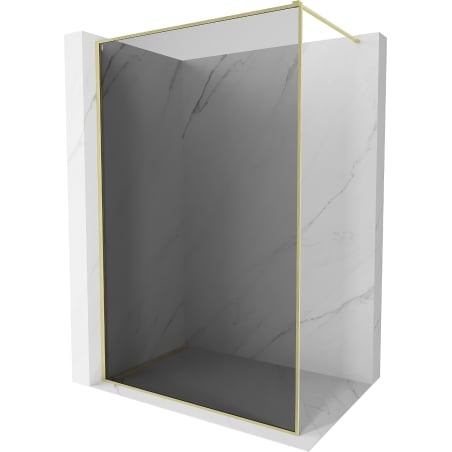 Mexen Kioto-F Walk-in Shower Wall with Frame 90 x 202 cm, Graphite 8 mm, Brushed Gold - 800-090-104-55-40