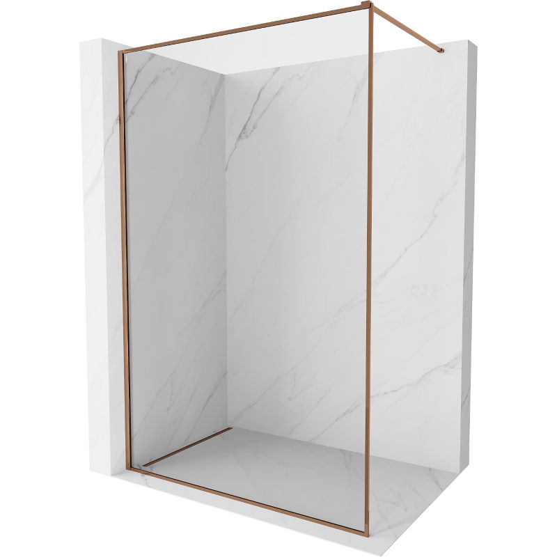Mexen Kioto-F Walk-in Shower Screen with Frame 65 x 202 cm, Transparent 8 mm, Rose Gold - 800-065-104-60-00