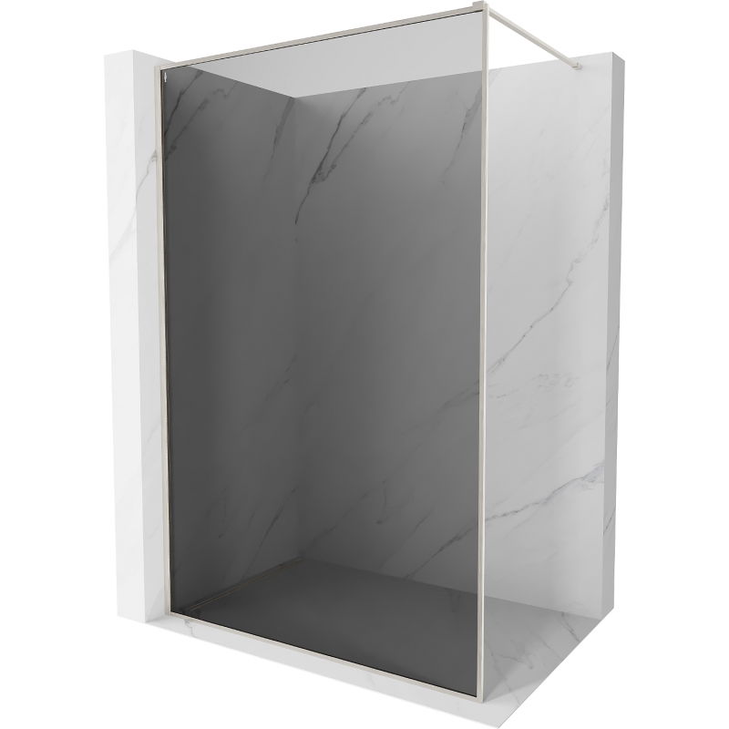 Mexen Kioto-F Walk-in Shower Wall with Frame 110 x 202 cm, Graphite 8 mm, Brushed Nickel - 800-110-104-97-40