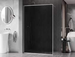 Mexen Kioto-F Walk-in Shower Screen with Frame 140 x 202 cm, Graphite 8 mm, Brushed Nickel - 800-140-104-97-40