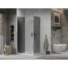 Mexen Lima folding shower cabin 90 x 80 cm, graphite, chrome + Flat shower tray, white - 856-090-080-01-40-4010