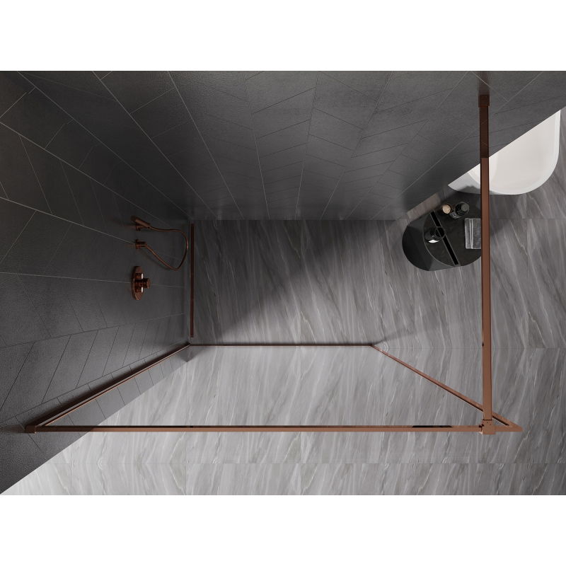 Mexen Kioto-F Walk-in Shower Wall with Frame 120 x 202 cm, Transparent 8 mm, Rose Gold - 800-120-104-60-00