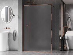 Mexen Kioto-F Walk-in Shower Wall with Frame 110 x 202 cm, Frosted 8 mm, Rose Gold - 800-110-104-60-30