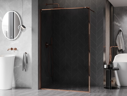 Mexen Kioto-F Walk-in Shower Screen with Frame 80 x 202 cm, Graphite 8 mm, Rose Gold - 800-080-104-60-40