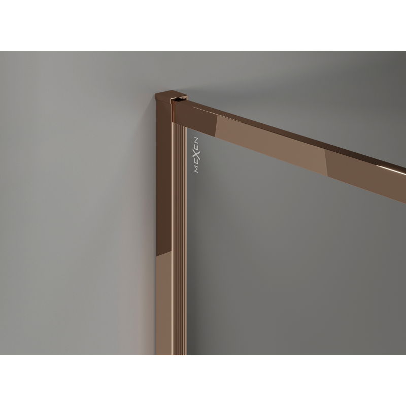 Mexen Kioto-F Walk-in Shower Screen with Frame 100 x 202 cm, Graphite 8 mm, Rose Gold - 800-100-104-60-40