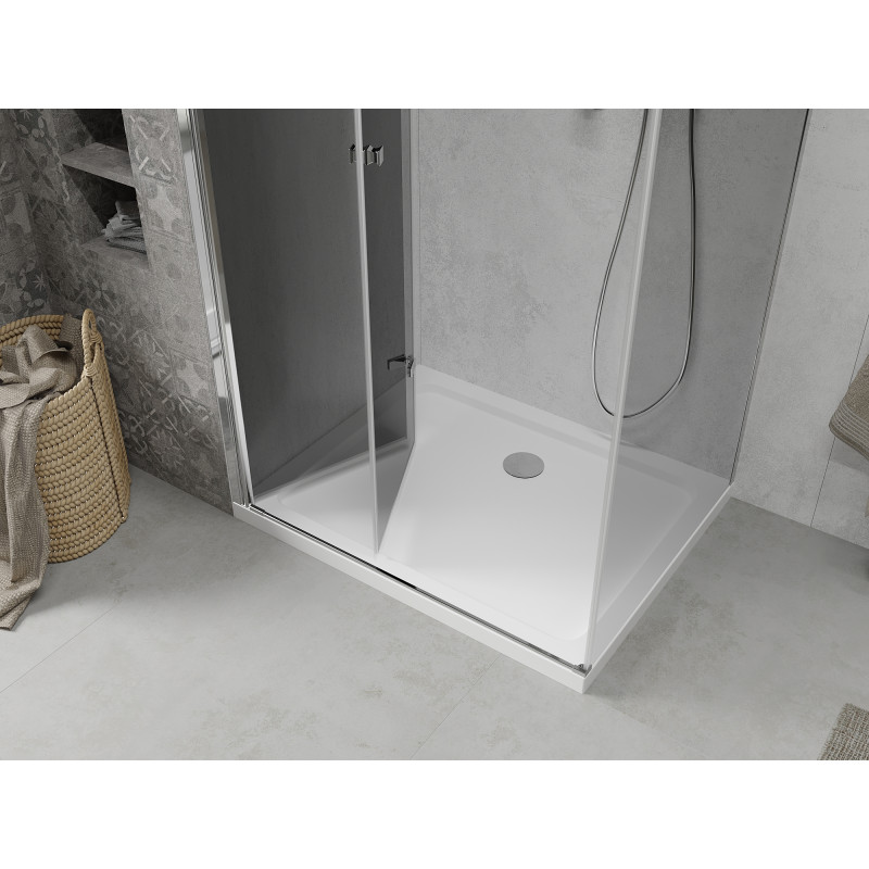 Mexen Lima folding shower cabin 90 x 100 cm, graphite, chrome + Flat tray, white - 856-090-100-01-40-4010