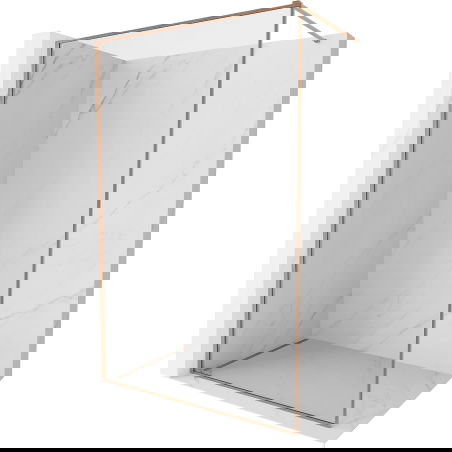 Mexen Kioto-F Walk-in Shower Screen with Frame 85 x 202 cm, Transparent 8 mm, Brushed Copper - 800-085-104-65-00