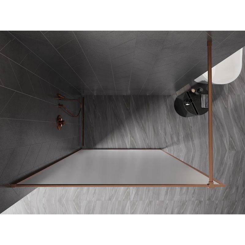 Mexen Kioto-F Walk-in Shower Wall with Frame 120 x 202 cm, Frosted 8 mm, Brushed Copper - 800-120-104-65-30