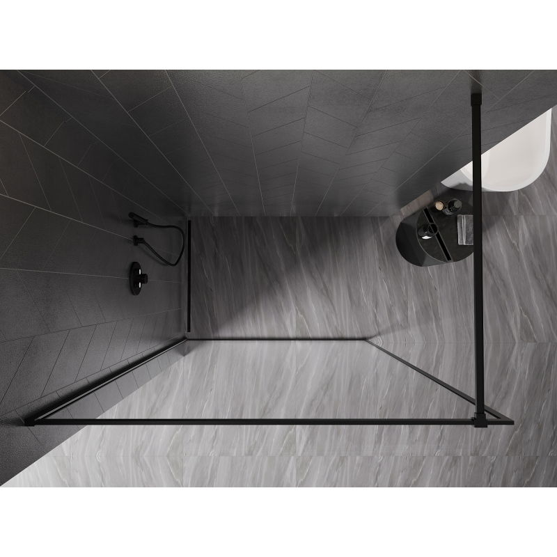 Mexen Kioto-F Walk-in Shower Screen with Frame 75 x 202 cm, Transparent 8 mm, Black - 800-075-104-70-00