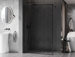 Mexen Kioto-F Walk-in Shower Wall with Frame 130 x 202 cm, Transparent 8 mm, Black - 800-130-104-70-00