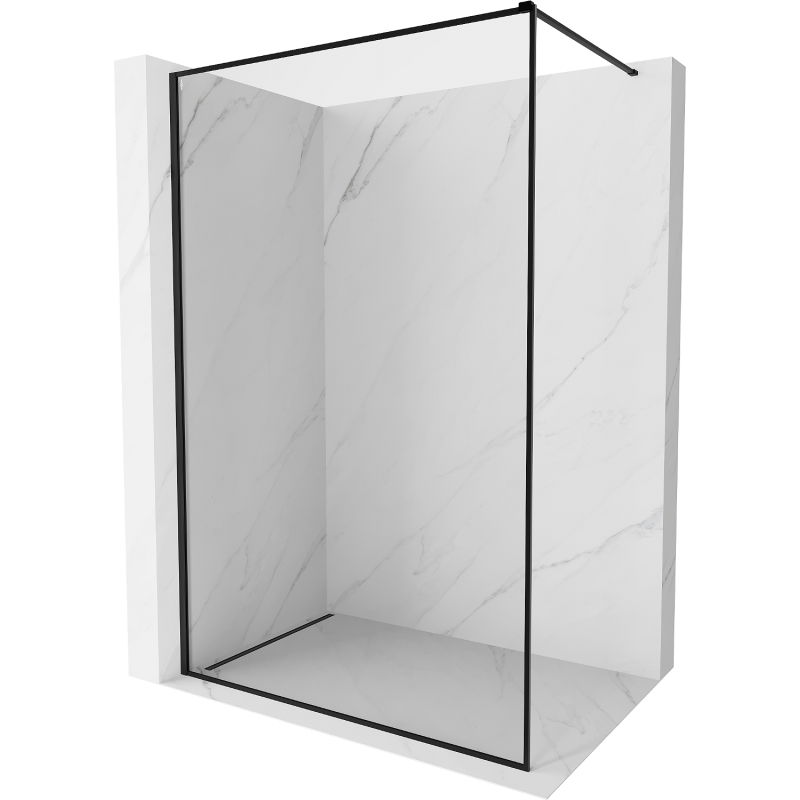Mexen Kioto-F Walk-in Shower Wall with Frame 135 x 202 cm, Transparent 8 mm, Black - 800-135-104-70-00