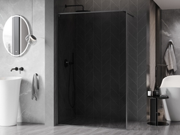Mexen Kioto-F Walk-in Shower Panel with Frame 130 x 202 cm, Graphite 8 mm, Brushed Gun Gray - 800-130-104-66-40