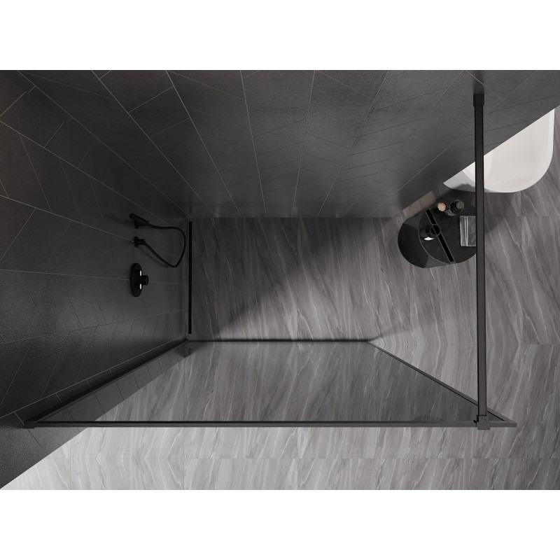 Mexen Kioto-F Walk-in Shower Panel with Frame 130 x 202 cm, Graphite 8 mm, Brushed Gun Gray - 800-130-104-66-40