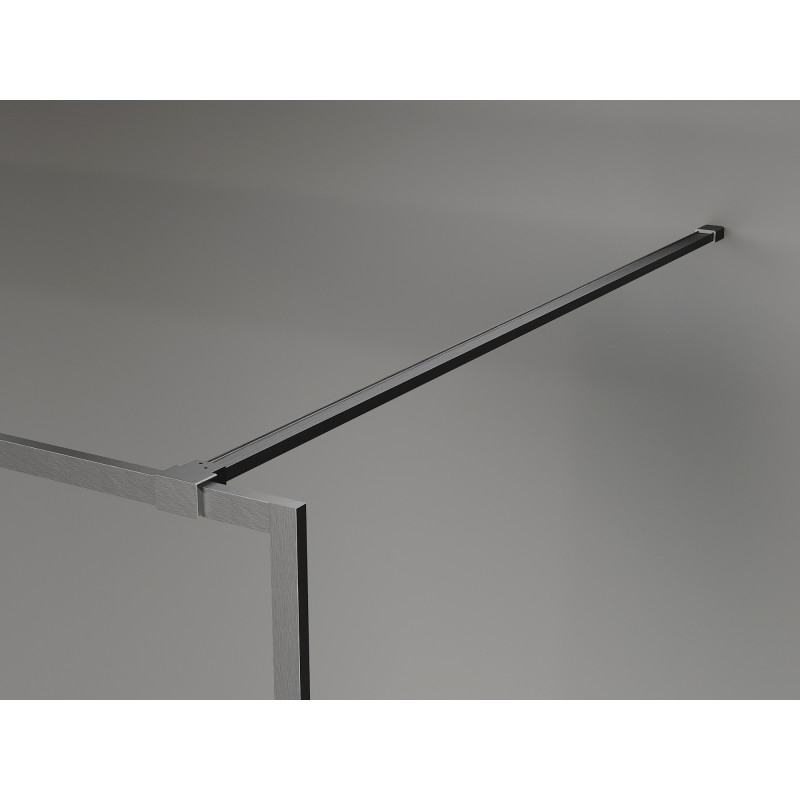 Mexen Kioto-F Walk-in Shower Panel with Frame 130 x 202 cm, Graphite 8 mm, Brushed Gun Gray - 800-130-104-66-40
