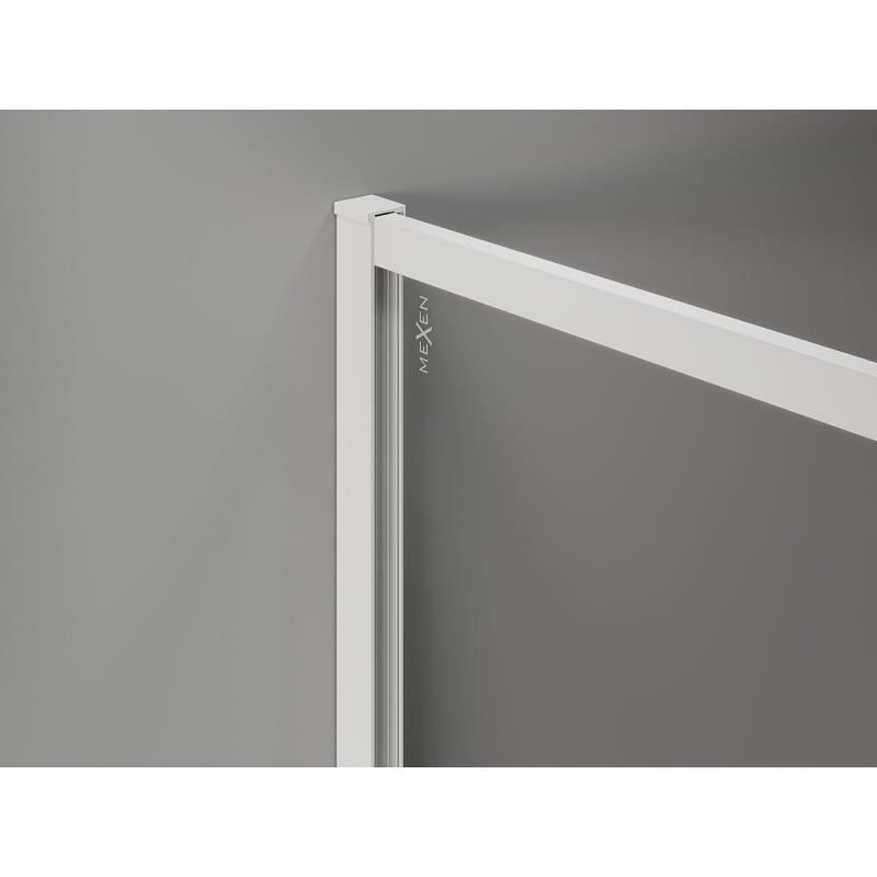Mexen Kioto-F Walk-in Shower Wall with Frame 140 x 115 cm, Transparent 8 mm, White - 800-140-202-04-20-115