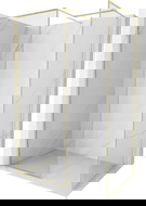 Mexen Kioto-F Walk-in Shower Wall with Frame 80 x 70 cm, Transparent 8 mm, Brushed Gold - 800-080-202-04-55-070