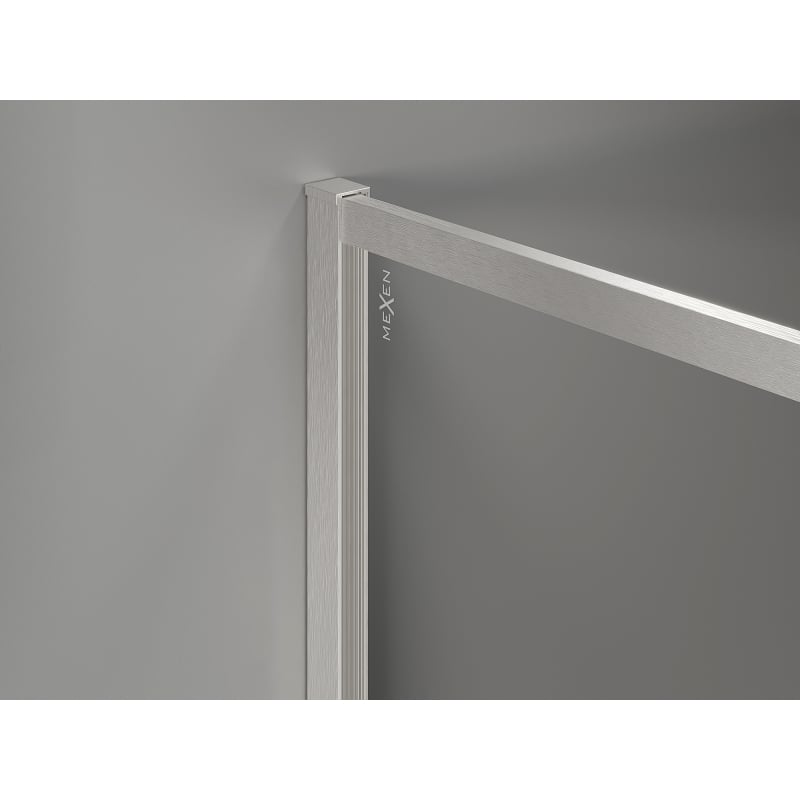 Mexen Kioto-F Walk-in Shower Wall with Frame 160 x 95 cm, Transparent 8 mm, Brushed Nickel - 800-160-202-04-97-095
