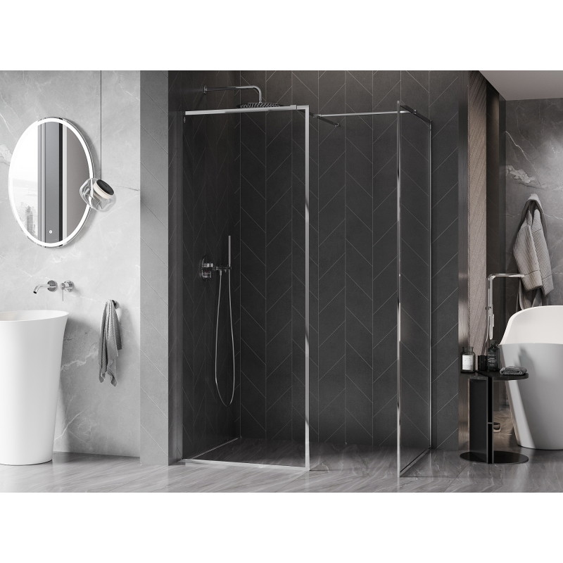 Mexen Kioto-F Walk-in Shower Screen with Frame 85 x 70 cm, Transparent 8 mm, Chrome - 800-085-202-04-00-070