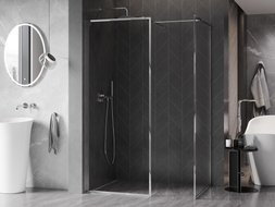Mexen Kioto-F Walk-in Shower Screen with Frame 85 x 70 cm, Transparent 8 mm, Chrome - 800-085-202-04-00-070