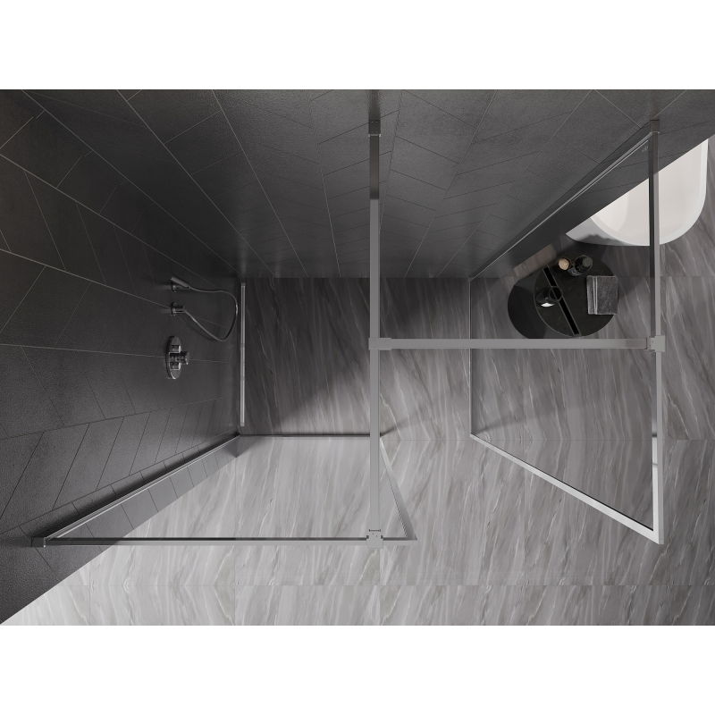 Mexen Kioto-F Walk-in Shower Wall with Frame 160 x 90 cm, Transparent 8 mm, Chrome - 800-160-202-04-00-090