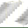 Mexen Kioto-F Walk-in Shower Wall with Frame 95 x 80 cm, Transparent 8 mm, Brushed Gold - 800-095-202-04-55-080