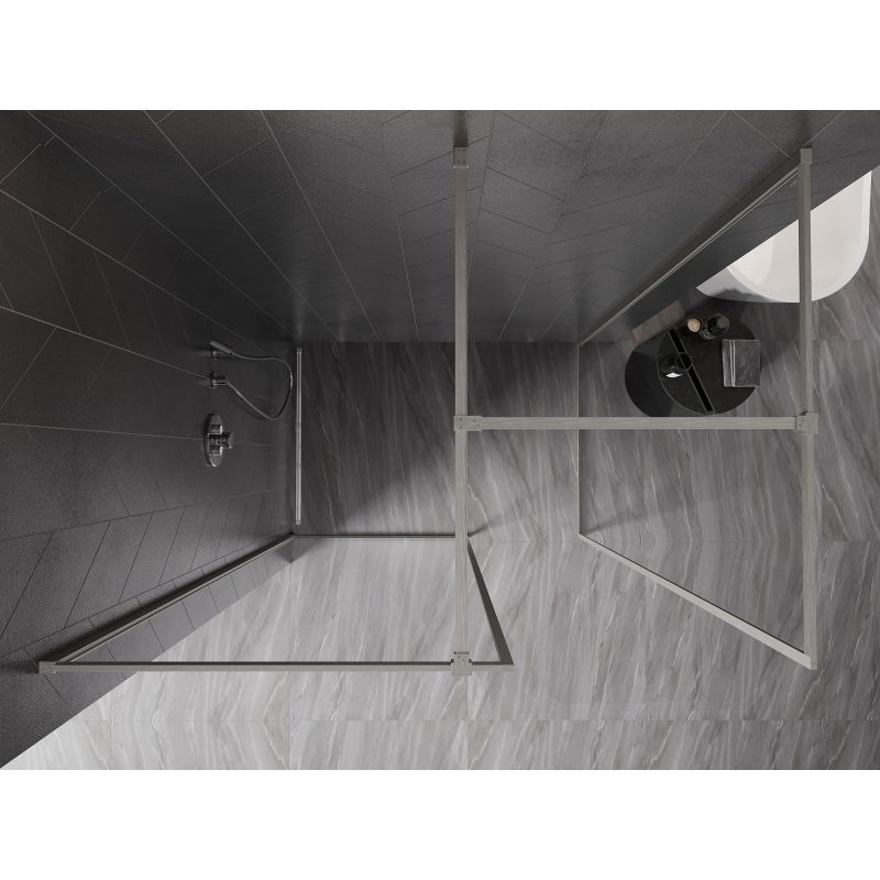 Mexen Kioto-F Walk-in shower wall with frame 85 x 70 cm, transparent 8 mm, brushed nickel - 800-085-202-04-97-070