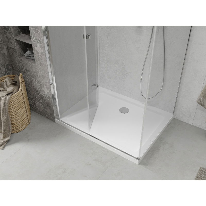 Mexen Lima folding shower cabin 80 x 100 cm, transparent, chrome + Flat shower tray - 856-080-100-01-00-4010