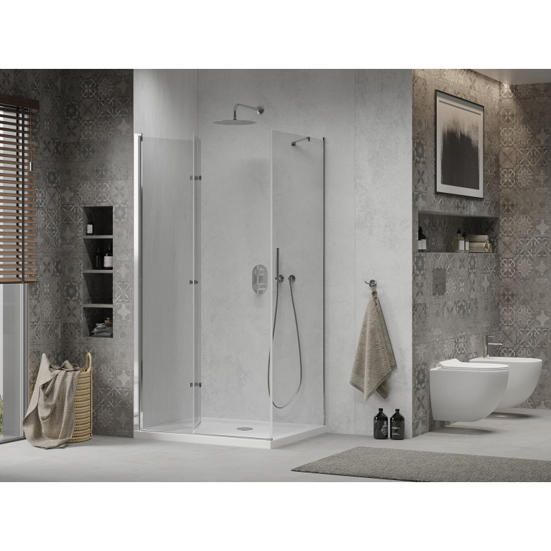 Mexen Lima folding shower cabin 90 x 70 cm, transparent, chrome + Flat tray - 856-090-070-01-00-4010
